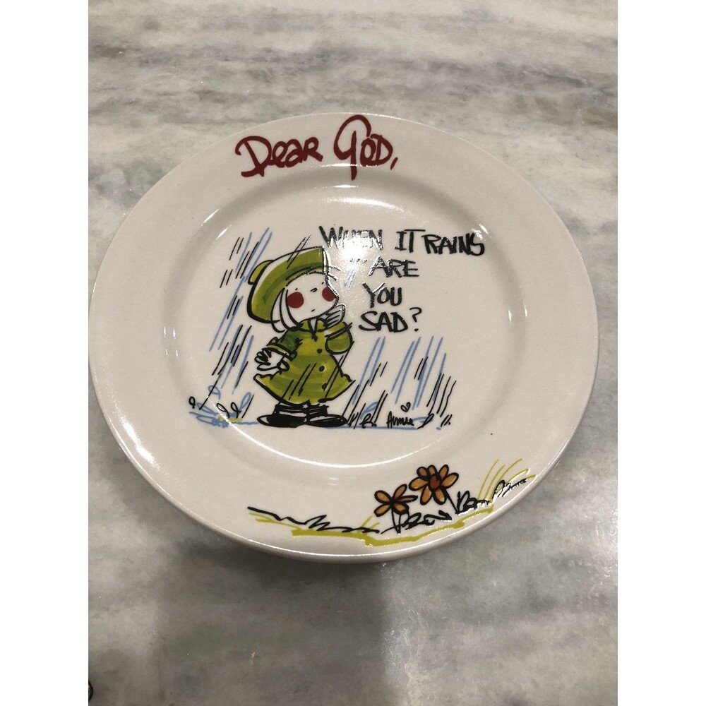 Royal Norfolk Dear God 8 Inch Plate. When it rains are you sad?